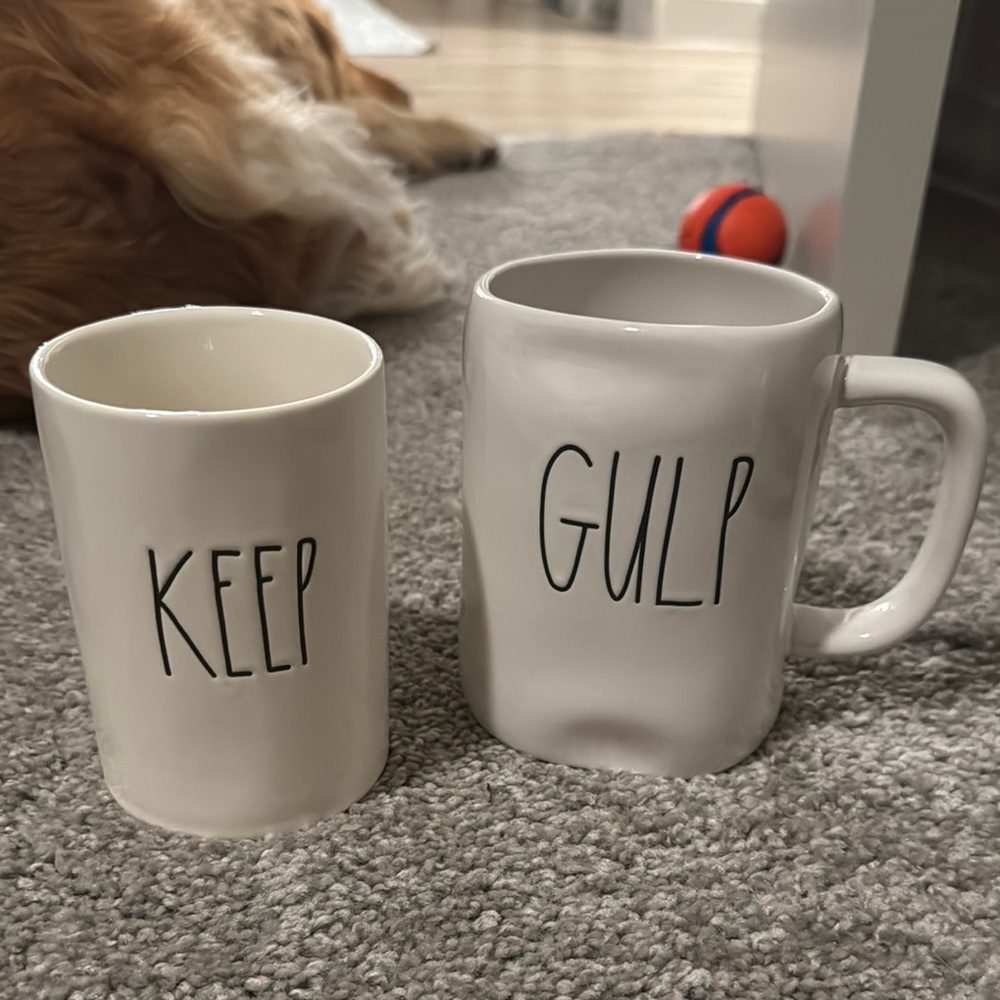 Rae Dunn White Ceramic Mug Set - Keep & Gulp